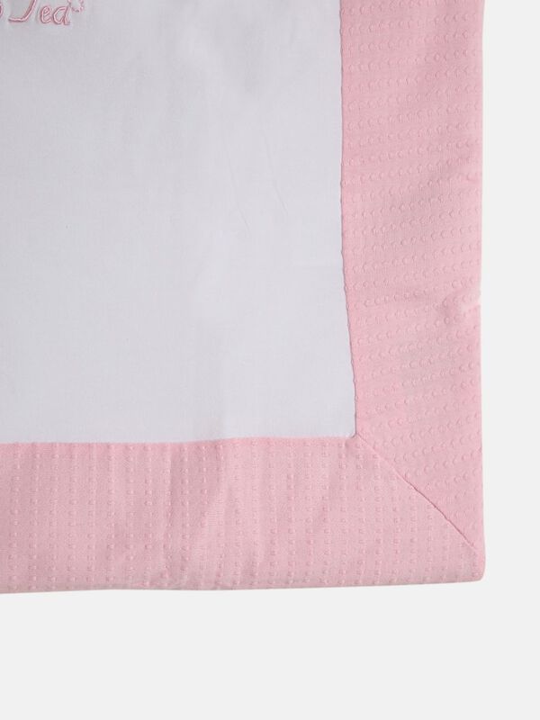 White and Pink Embroidered Pram Blanket image number null